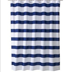 Blue & white rugby/nautical striped shower curtain